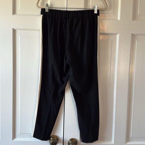 Aritzia Babaton Black Ankle Jogger Pants White Racing Stripe Tapered Size 6 - Picture 5 of 12